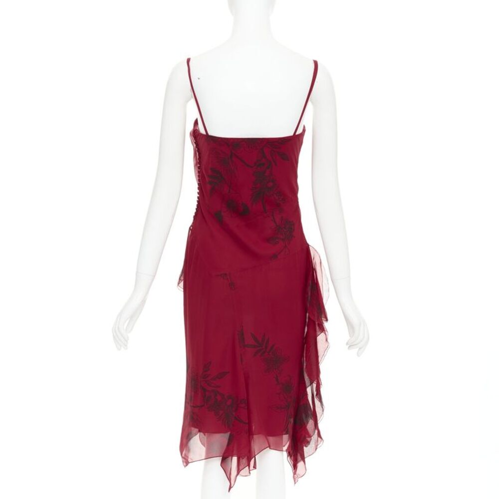 CHRISTIAN DIOR 2006 John Galliano Vintage Runway red silk floral dress FR40 M - Picture 5 of 8